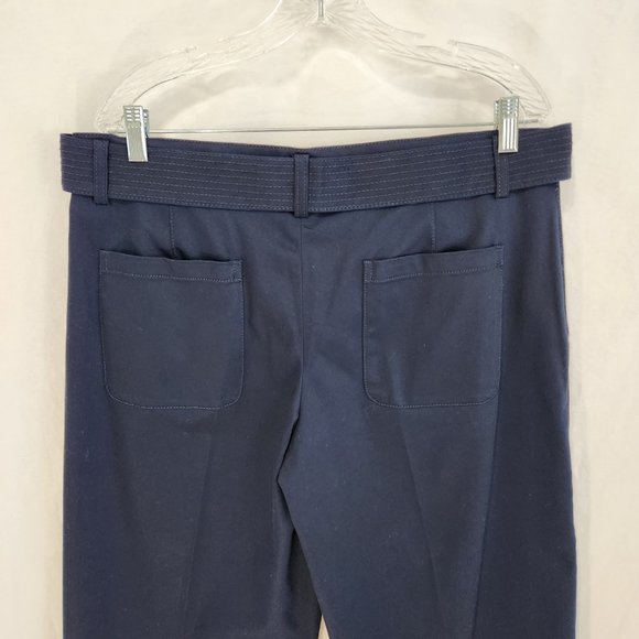 BANANA REPUBLIC Trendy Navy Wide Leg Crop Preppy Belted Pants Size 12 New NO Tag - Picture 4 of 16